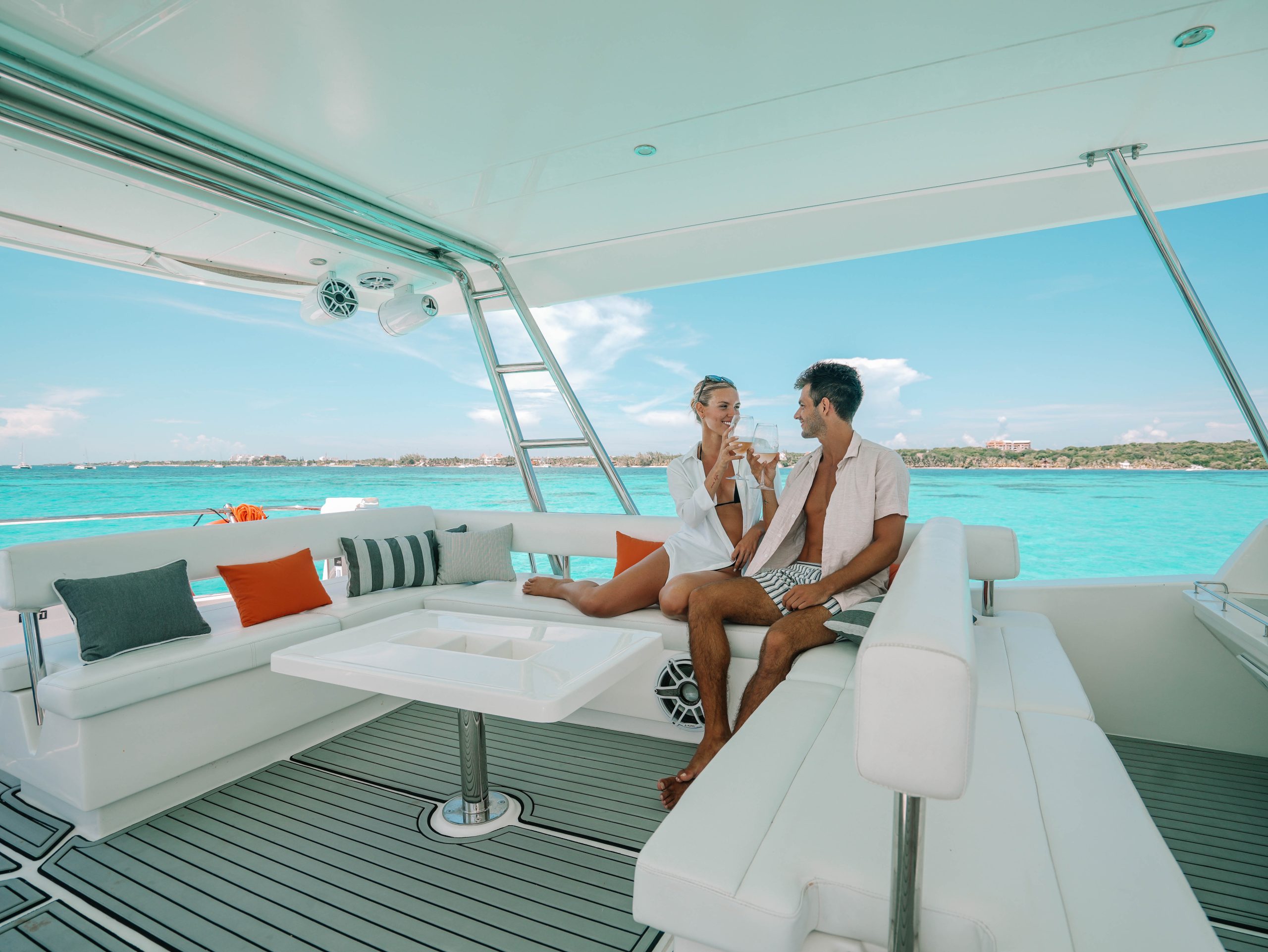 51 Ft Leopard Vibe Catamaran Cancun by Riviera Charters (Flybridge couples)