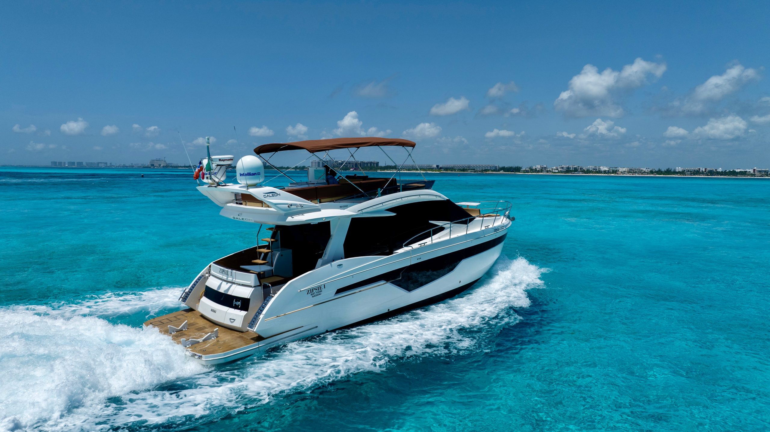 55 Ft Galeon with flybridge Cancun yacht rental in Cancun by Riviera Charters 1