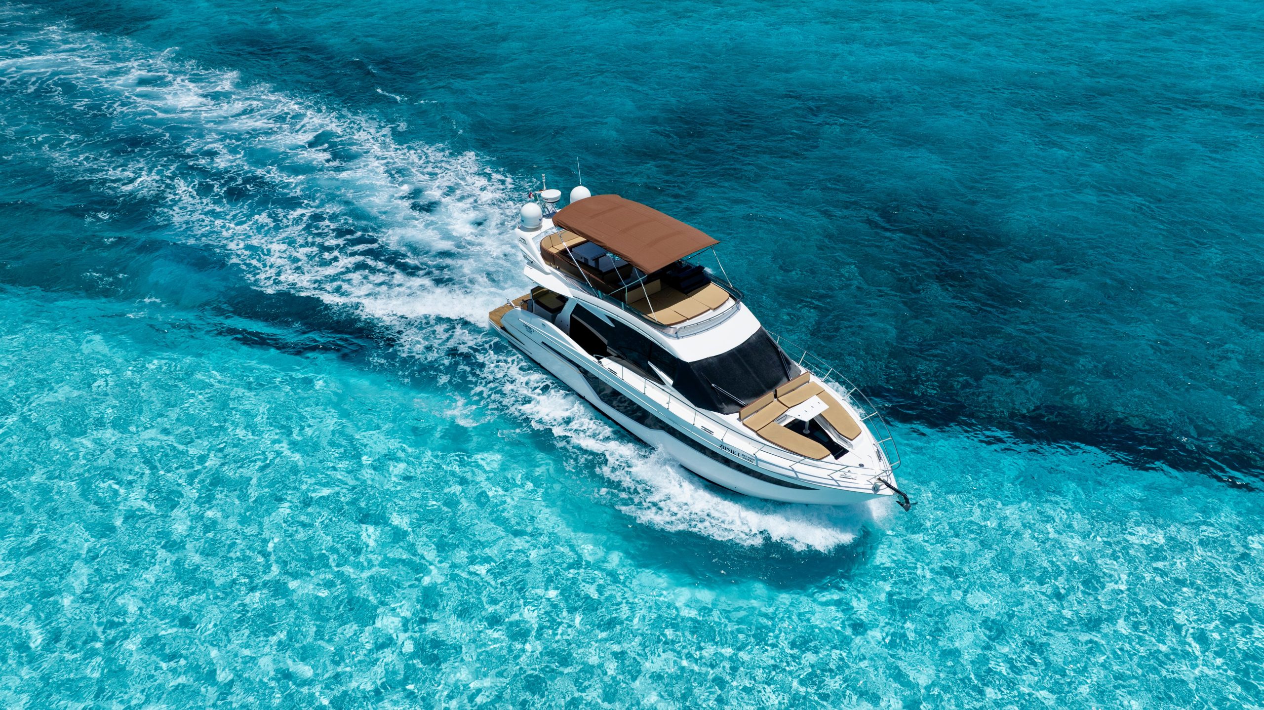 55 Ft Galeon with flybridge Cancun yacht rental in Cancun by Riviera Charters 15