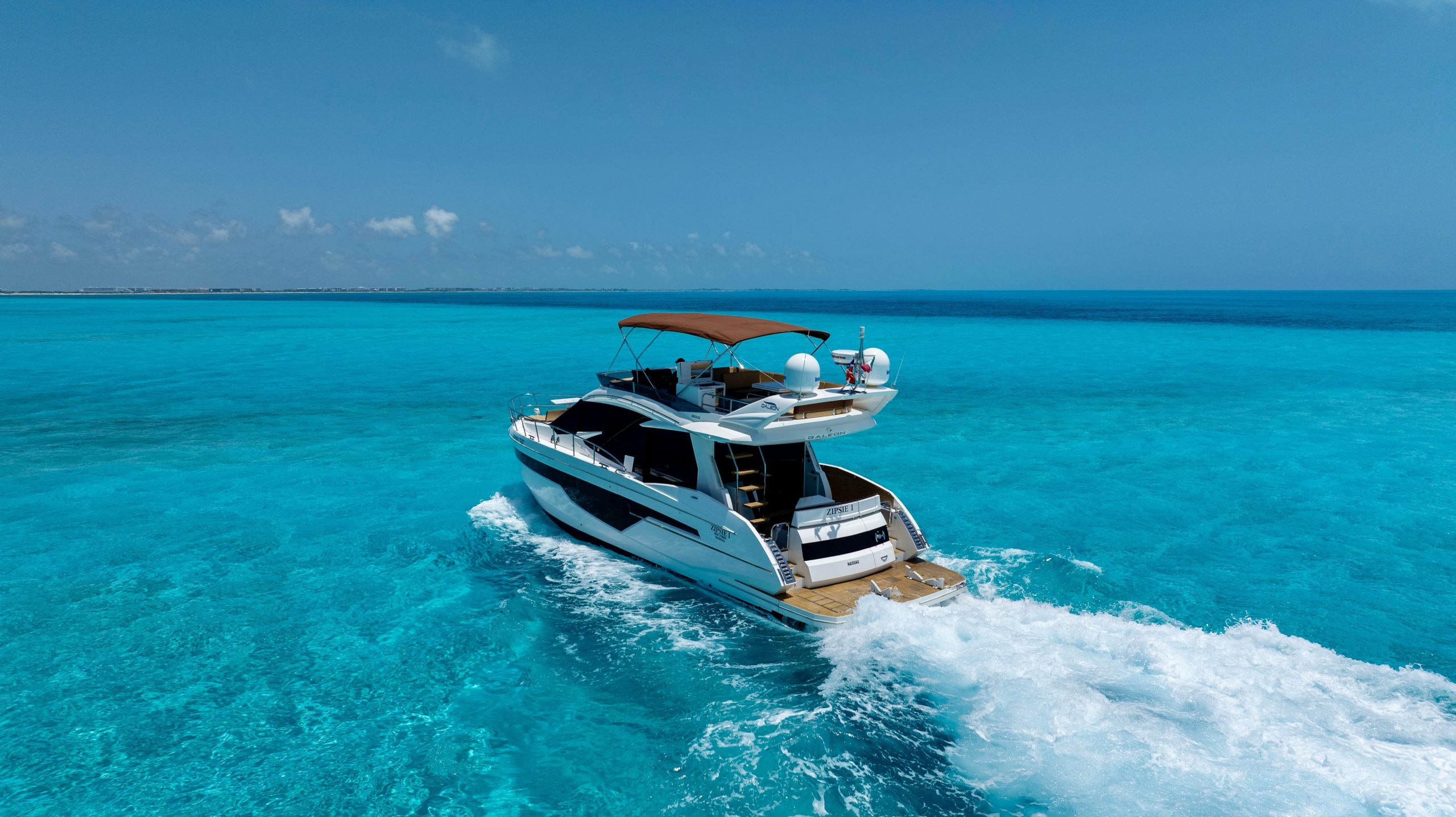 55 Ft Galeon with flybridge Cancun yacht rental in Cancun by Riviera Charters 3
