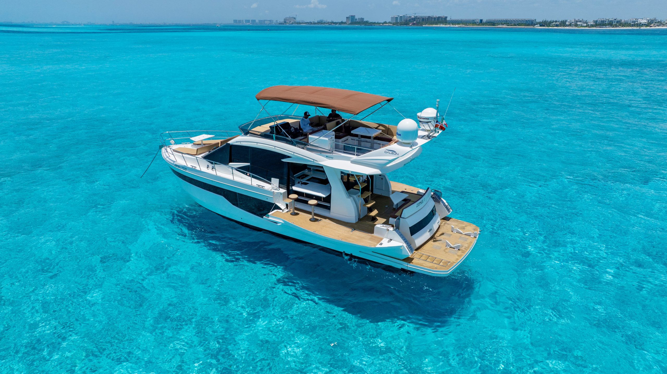 55 Ft Galeon with flybridge Cancun yacht rental in Cancun by Riviera Charters 7
