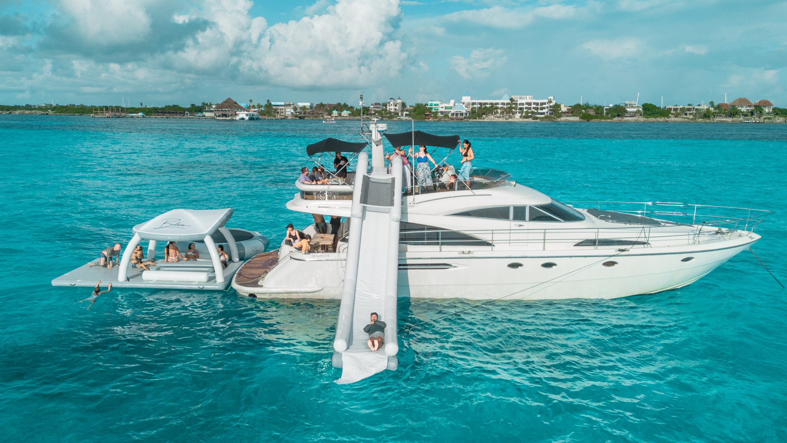 65 Ft Fairline Squadron Inflatable toyrs yacht rental in Cancun by Riviera Charters 11